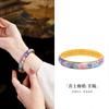 Pulseira de Prata Pura 99,9% Filigrana Antiga Esmalte Vazio "Flor de Ameixeira Feliz" para Mulheres, Novo Estilo Chinês Retrô Presente de Ano Novo