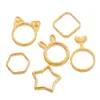 Anel Quadrado de Liga de Desenho Animado com Moldura de Contas Estrela de Cinco Pontas Anel de Contas para Pulseira DIY Feita à Mão Material Espaçador de Contas para Pulseira