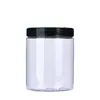 Frasco de plástico alimentario de fábrica transparente té perfumado fruta seca caramelo sellado botella de plástico PET de boca ancha cubo de plástico para galletas