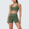 Nuevo conjunto de fitness a bloques de color transfronterizo europeo y americano con sujetador push-up a prueba de impactos, conjunto de yoga con shorts de cintura alta para control de abdomen y levantamiento de glúteos