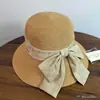 Chapéu de Palha Estilo Cesto com Laço para Mulheres, Essencial para Proteção Solar em Fotos de Férias na Ilha de Verão, Chapéu de Sol com Fita Tendência