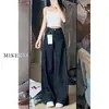 Jeans Azules Oscuros de Pierna Ancha para Mujer en Otoño e Invierno Forrados de Felpa y Engrosados Talla Grande para Gorditas Ajuste Holgado Adelgazante Pantalones Rectos de Corte A con Caída