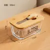 Caja de Postre para Pastel de Queso con Tapa de Vidrio Amazon Transfronterizo Plato para Mantequilla Estilo Nórdico con Cuchillo