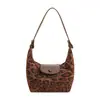 Bolsa de mão feminina com estampa de leopardo, chique coreana, retrô e fashion, versátil e texturizada, adequada para o início do outono, para o trabalho, pode ser usada como bolsa de ombro ou transversal