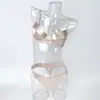 Europeo y Americano Transfronterizo Lujo Ligero Satén Brillante Ultradelgado Sujetador Busto Grande Hace Más Pequeño Anticaída Levanta Conjunto de Sujetador Francés Mujer
