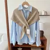 Novo Xale Cruzado de Lã Monocromático Outono/Inverno 2025 Lenço Versátil Feminino Lenço Quente de Inverno
