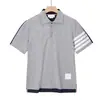 Camisa Polo de Algodón Puro con Rayas Tb de Cuatro Colores Teñidas en Hilo, Estilo Nuevo 2027, Manga Corta y Diseño de Bloques de Color, Disponible en Estilos Largo y Corto