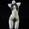 Lencería Sexy con Diseño de Encaje Halter, Atractivo Body para Mujer, No Necesita Quitarse el Uniforme, Ropa de Dormir Transparente, Transfronterizo 1349