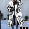 2026 Nuevo Cruce de Fronteras Europeo y Americano Otoño Comercio Exterior Ropa de Mujer Amazon Abrigo Largo con Solapas de Lana Estampado de Talla Grande