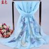 Primavera Nuevo Estilo Retro Europeo y Americano Simple Elegante Fresco Mariposa Gasa Estampada Bufanda de Seda Bufanda Larga para Mujer en Stock