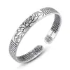 Pulseras de Plata Retro Moda Brújula Gran Compasión Transfronteriza Europea y Americana para Hombres y Mujeres Pulseras Corazón de Loto Abierto Accesorios de Mano al por Mayor