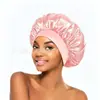Touca de Cetim de Aba Larga Transfronteiriça, Touca de Beleza Elástica de Seda Leite para Higiene Pessoal, Touca de Banho, Touca para Cuidados com os Cabelos, Touca de Cetim para Cabelos Femininos