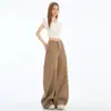 Jeans Retro Americano Khaki Scimitar Verão 2025 Novo Cintura Alta Emagrecimento Perna Larga Foice Comprimento Total Calças