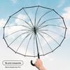 Guarda-chuva Criativo de Verão Transparente com Pistola de Água para Crianças Guarda-chuva de Praia Puxável para Pais e Filhos Guarda-chuva de Haste Reta com Cabo Longo