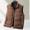 Chaleco de plumón para hombre Otoño e Invierno Cuello alto Versión con cremallera Plumón de pato blanco Cálido Juvenil Casual de alta gama Chaleco sin mangas de plumón
