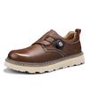 Sapatos Populares Amazon para Dedão do Pé Masculino, Sapatos Masculinos com Solado Grosso e Fivela de Botão, Sapatos Casuais de Couro, Sapatos de Trabalho Masculinos para Exterior em Couro Genuíno