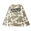 Camiseta de manga larga con camuflaje retro americano de oso mágico, sudadera de punto gofrado, estilo retro universitario, camiseta básica de cuello redondo, unisex