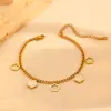 Collar Pulsera Joyería Moda Acero Inoxidable Hueco Transfronterizo Acero de Titanio Flor de Cinco Hojas 18k Traje Redondo Hueco