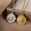 Nuevo Collar Totem Geométrico de Amazon para Hombres y Mujeres Colgante de Sol y Luna en Relieve Personalizado Collar de Moneda Chapado en Oro de 18K