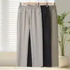 Calça Cropped de Cintura Alta de Verão da Mamãe, Calça Casual de Corte Reto para Mulheres de Meia-Idade e Idosas, Tecido Fino para o Verão, Calça Casual de Pernas Retas da Vovó