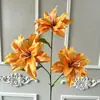3 Flores de Lirio Artificiales Hechas de Tela de Seda para Decoración de Bodas, Salón de Bodas, Banquete de Compromiso, Arreglos Florales y Materiales Florales