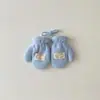 Guantes Infantiles Coreanos Qiunan Invierno Color Sólido Etiqueta de Tela Guantes para Colgar del Cuello para Niños y Niñas, Cálidos y a Prueba de Frío, Dedo Completo Venta al Por Mayor