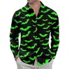 Moda Urbana Transfronteriza Camisa de Manga Larga con Solapa para Hombre Primavera y Otoño Calabaza de Halloween Estampado Digital 3D Fuente Superior
