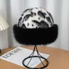 Chapéu Mongol de Inverno e Outono Espesso Quente Estampa de Leopardo Retrô Chapéu Bucket Versátil Chapéu de Pescador Feminino