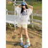 Verano 2026 Nuevo Cuello en V Ligero Ligeramente Transparente Protector Solar Cubierta Holgada Casual Versátil Estilo Perezoso Manga Corta Camiseta Moderna