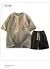 Conjunto Esportivo Casual 2026 para Homens, Camiseta de Manga Curta de Verão, Manga Meia-Manga, Conjunto Combinando Estiloso para Adolescentes