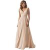 Vestido Feminino Amazon Ombro Decote V Chiffon Alça Madrinha Longo A-Bainha Saia Plissada Vestido Formal de Noite