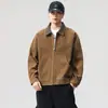 Chaqueta de Trabajo Americana Retro Detroit de Gamuza con Solapa para Hombre 2025 Otoño Nueva Chaqueta Holgada Ropa para Hombre