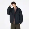 Chaqueta de algodón negra para hombre estilo ropa de trabajo con cuello alto, nueva colección invierno 2026, abrigo de algodón engrosado para hombre