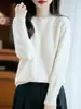 Nuevo Suéter de Invierno 2025 para Mujer, Cuello Redondo, Lana Pura, Color Sólido, Engrosado, Tejido de Piña, Suéter Básico de Punto Interior para Mujer