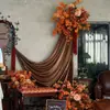 Cor de café de outono estilo retrô materiais florais materiais florais de casamento móveis macios atmosfera de outono adereços de casamento decorações flores artificiais