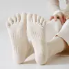 Calcetines de cinco dedos para mujer, de verano, antiberiberi, de punta larga, de color liso, deportivos, transpirables y absorbentes del sudor, para primavera y otoño.