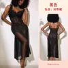 Vestido largo de malla floral tridimensional Feiyun con tirantes, encaje transparente, abertura sexy, camisón con copas extraíbles 1250