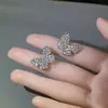 Pendientes de Zirconia en Forma de Corazón con Aguja de Plata, Pendientes de Estilo Dulce y Fresco con Forma de Cruz, Pendientes Únicos de Lazo Irregular, Lindos Pendientes en Forma de Frijol