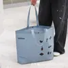 Bolsa Tote Não Tecida Espessa Azul Névoa com Botão de Pressão para Shoppings, Bolsa Tote Promocional com Logo Personalizado Atacado