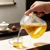 Tetera [Resistente al Calor y a Prueba de Explosiones] Tetera Rayada Vertical con Revestimiento Interior de Vidrio Resistente a Altas Temperaturas para Uso en Casa, Juego de Té Kung Fu