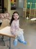 Conjunto para Niñas 2026 Otoño Nuevo Estilo Coreano Sudadera con Parche de Lazo para Niños Pantalones Rectos de Lunares para Bebé