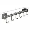 Estante de Almacenamiento para Cocina, Ganchos para Cocina, Barra con Ganchos Móviles, Barra Colgante sin Taladro, Soporte para Espátulas y Cucharas, Almacenamiento Montado en Pared