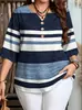 Camiseta Feminina Nova Primavera e Verão Cruzada Plus Size Moda Estampada - Site Independente da Amazon Top Listrado Estampado