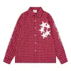 Camisa de Cuadros Holgada para Hombre de Primavera y Otoño, Diseño de Marca Trendy Europeo y Americano con Bordado de Aplicación de Estrella de Cinco Puntas, Camisa Casual de Manga Larga