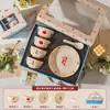 Regalos Pequeños Prácticos para Otros, Vajilla de Cerámica, Juego de Bol y Palillos, Caja de Regalo, Regalos para Empleados de Eventos de Apertura, Recuerdos