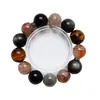 [Amor Leve] Pulseira de Cristal Super Sete Preto Dourado Natural Feminina Mais Fácil de Combinar Pulseira Clareadora Lua Cinzenta Atacado