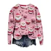 Popular Sudadera Nueva de Otoño e Invierno Transfronteriza Europea y Americana Estampada en 3D para Mujer Navideña Callejera de Moda con Cuello Redondo y Hombro Derecho