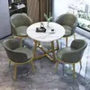 Oficina de Ventas de Juego de Mesa y Sillas de Comedor de Lujo Ligero Italiano Recepción de Ocio Hogar Mesa Redonda Pequeña Simple Moderna Mesa de Café Pequeña
