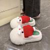 Serie Navideña 2025 Invierno Nuevo Dibujos Animados Papá Noel Ropa Exterior para Mujer Pantuflas de Algodón Cálidas para el Hogar