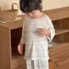 Conjunto de Pijama Masculino Youkesi Manga 3/4 2026 Novo Verão Fino Classe A Solto Fresco Roupa de Casa Infantil